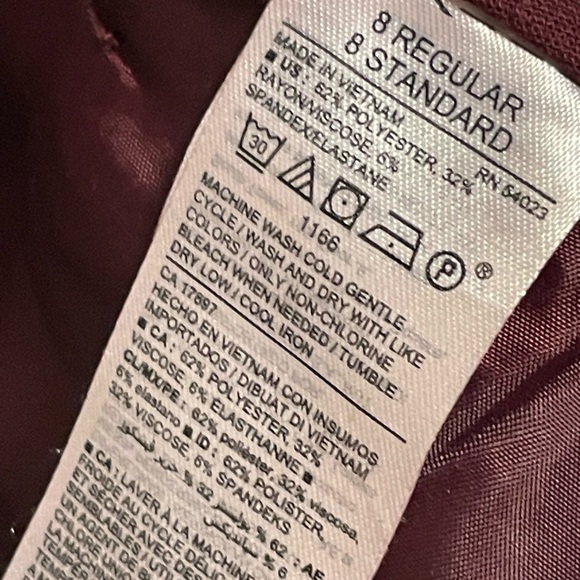 Old Navy Harper Mid Rise Burgundy Slacks Size 8 - Picture 7 of 8